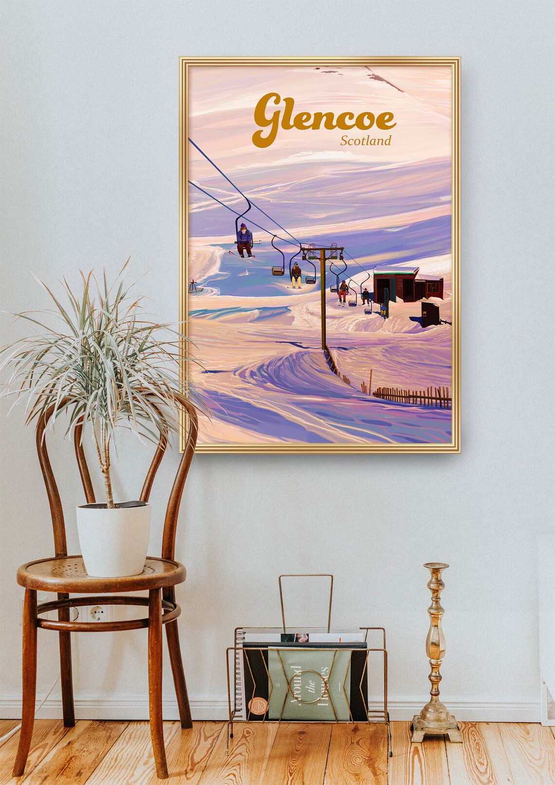 Glencoe Ski Resort Travel Poster, Scottish Highlands - Image 2