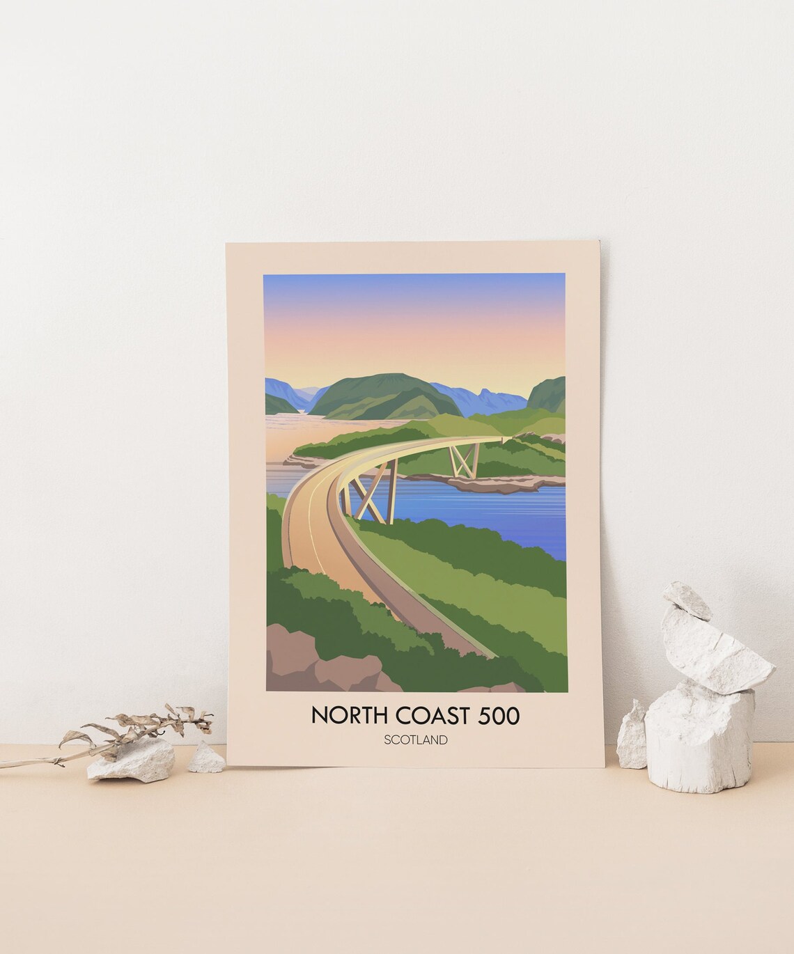 North Coast 500 Scotland Travel Poster Cycling Hiking Driving Kylesku Bridge Inverness Scottish Highlands Vintage Travel Print Gift - Image 4