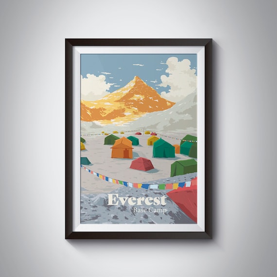 Mount Everest Base Camp Travel Poster, Himalayas
