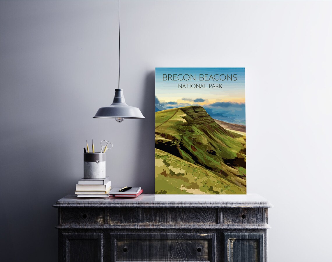 Brecon Beacons Vintage Travel Poster, Wales - Image 3