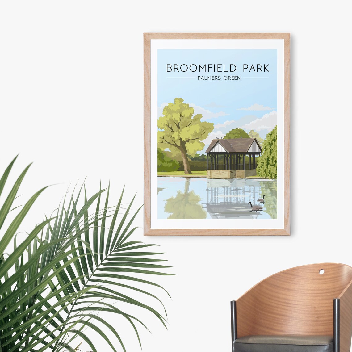 Broomfield Park Pond Pavilion Vintage Palmers Green Park Poster - Image 3