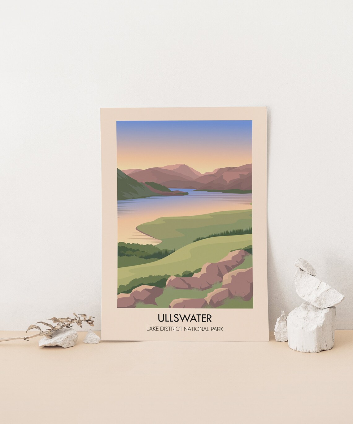 Ullswater Lake District National Park Sunset Fells Golden Water Travel Poster - Image 3