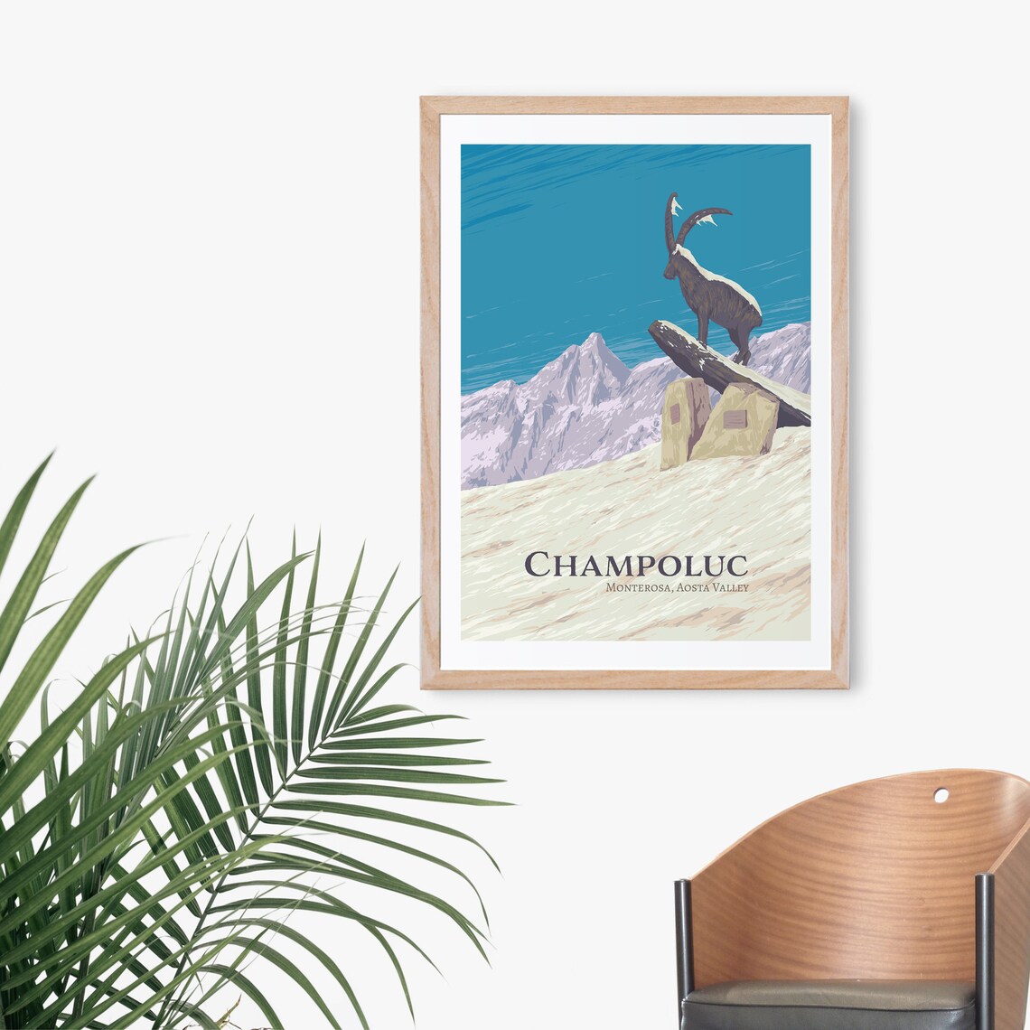 Champoluc Ski Resort Vintage Travel Poster, Italy - Image 3