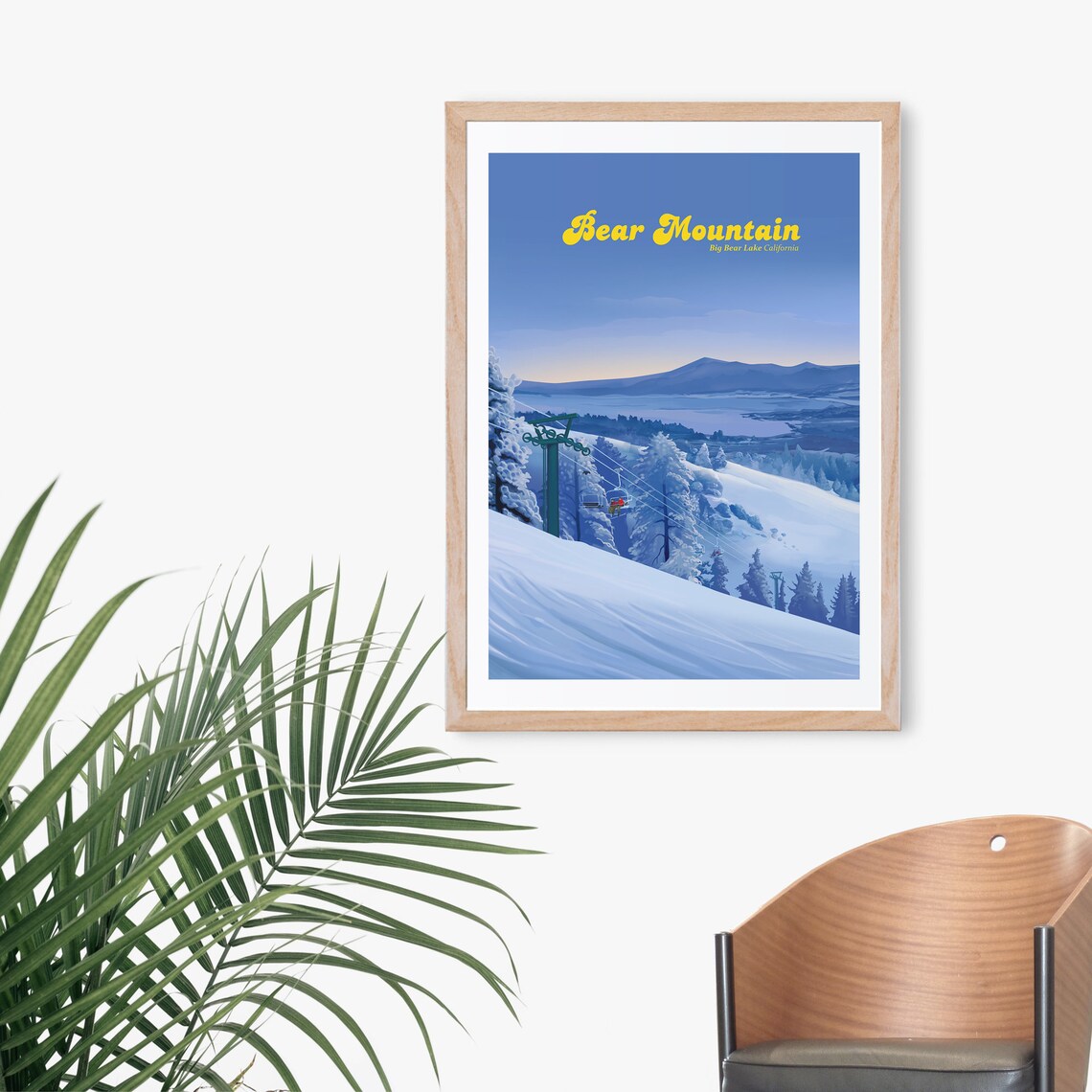 Bear Mountain Big Bear Lake California Chairlift Snowy Pines Ski Poster - Image 2