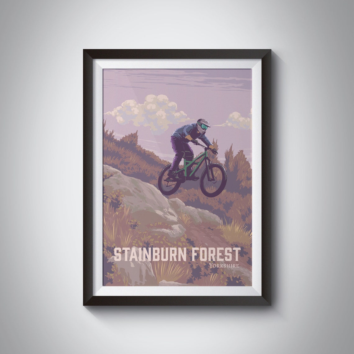 Stainburn Forest Ridge Jump Vintage Yorkshire MTB Trail Poster