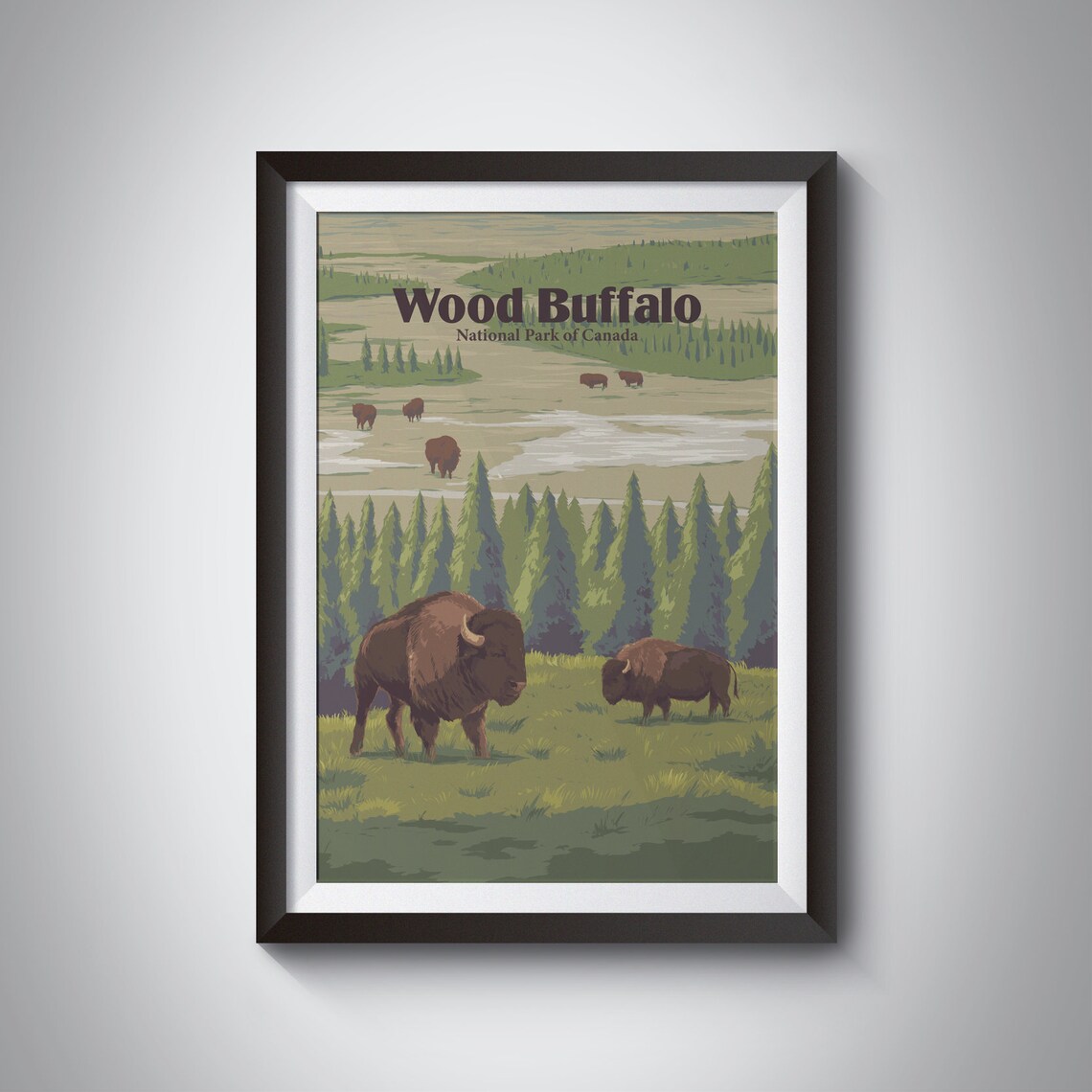 Wood Buffalo National Park Vintage Travel Poster