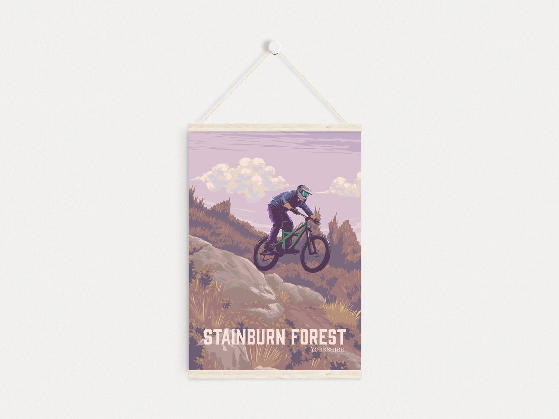 Stainburn Forest Ridge Jump Vintage Yorkshire MTB Trail Poster - Image 4