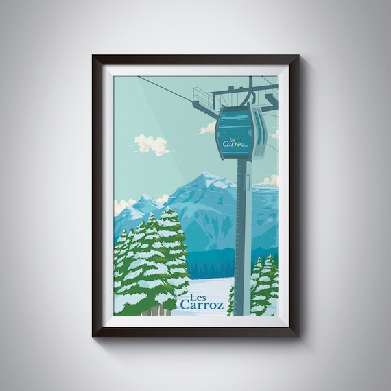 Les Carroz Vintage Retro Ski Resort Art Print