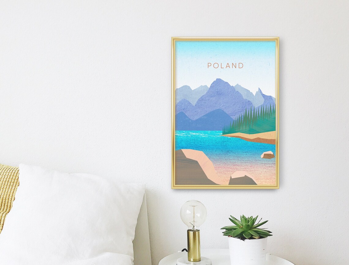 Poland Tatra Mountains Turquoise Alpine Lake Pine Forest Poster - Image 3