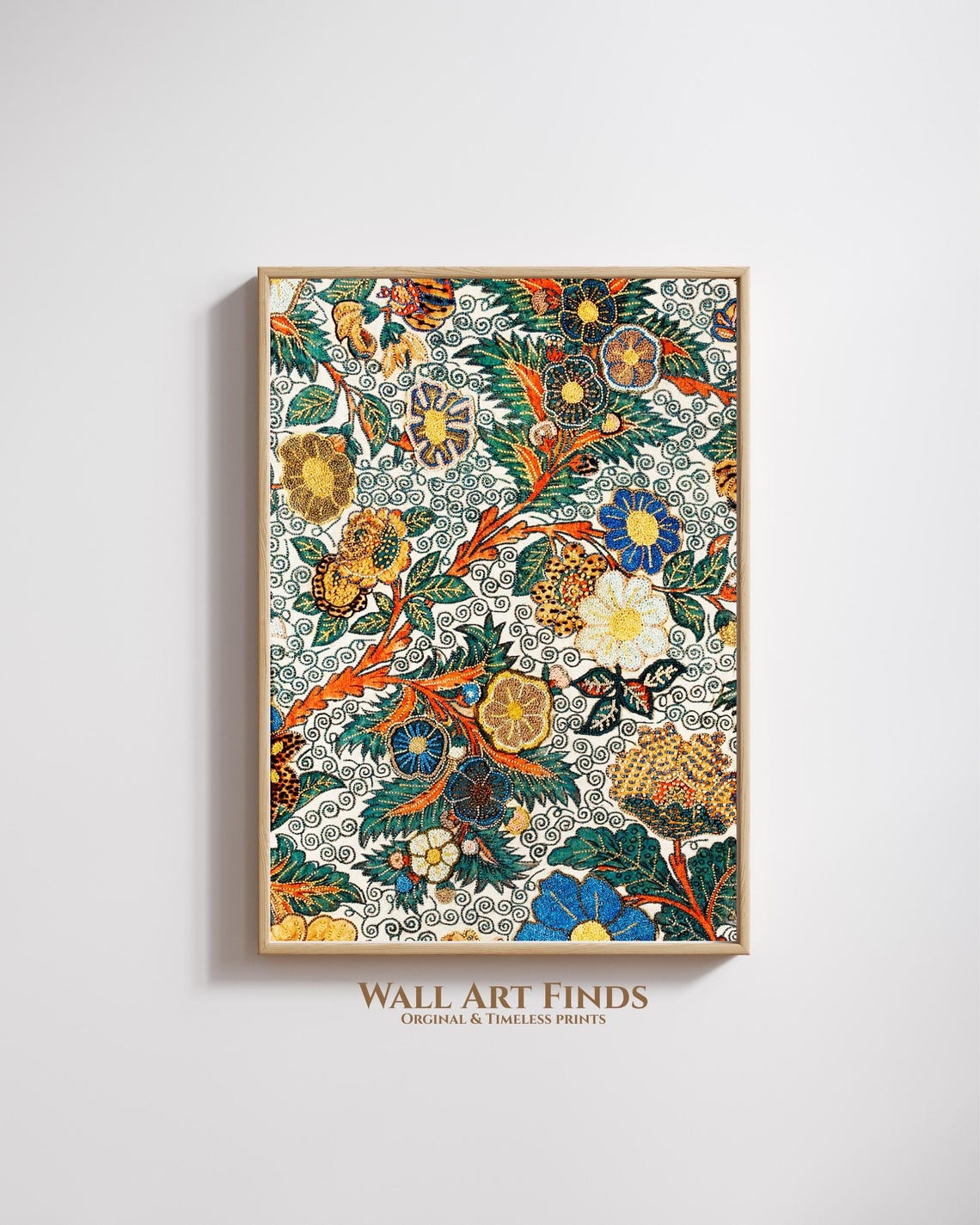 Japanese Floral Kimono Pattern Scrollwork Vintage Botanical Poster