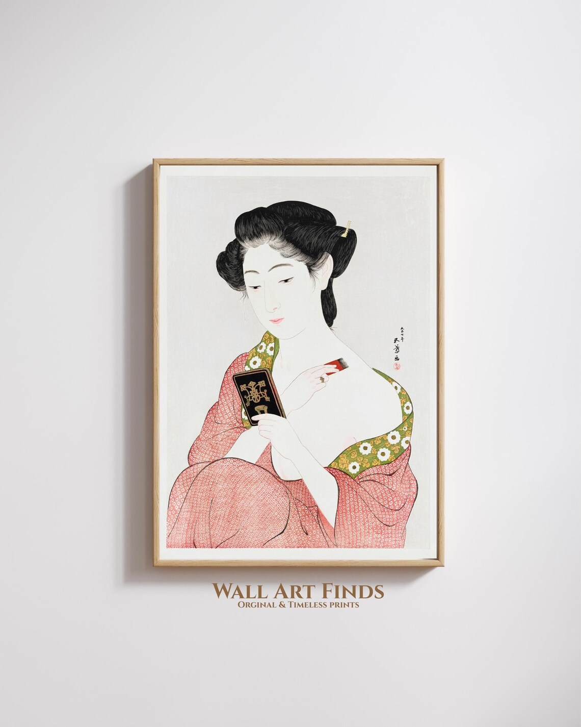 Traditional Japanese Geisha Woman Portrait Ukiyoe Art Poster