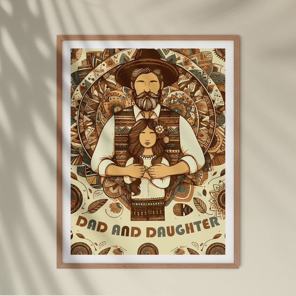 Dad and Daughter Folk Art Embrace Family Portrait Gift Poster
