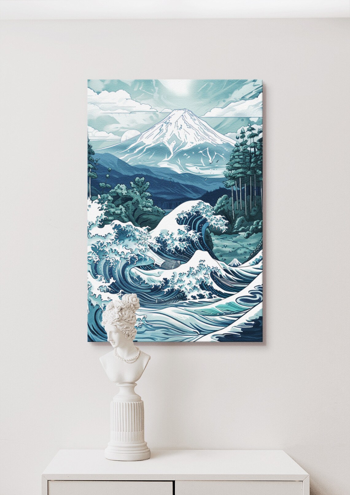 Utagawa Hiroshige Blue Mountain Ocean Art Print