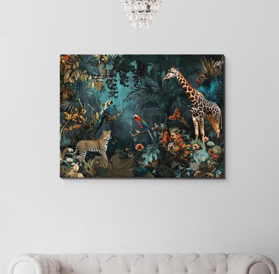 African Safari Animals Jungle Scene Art Print