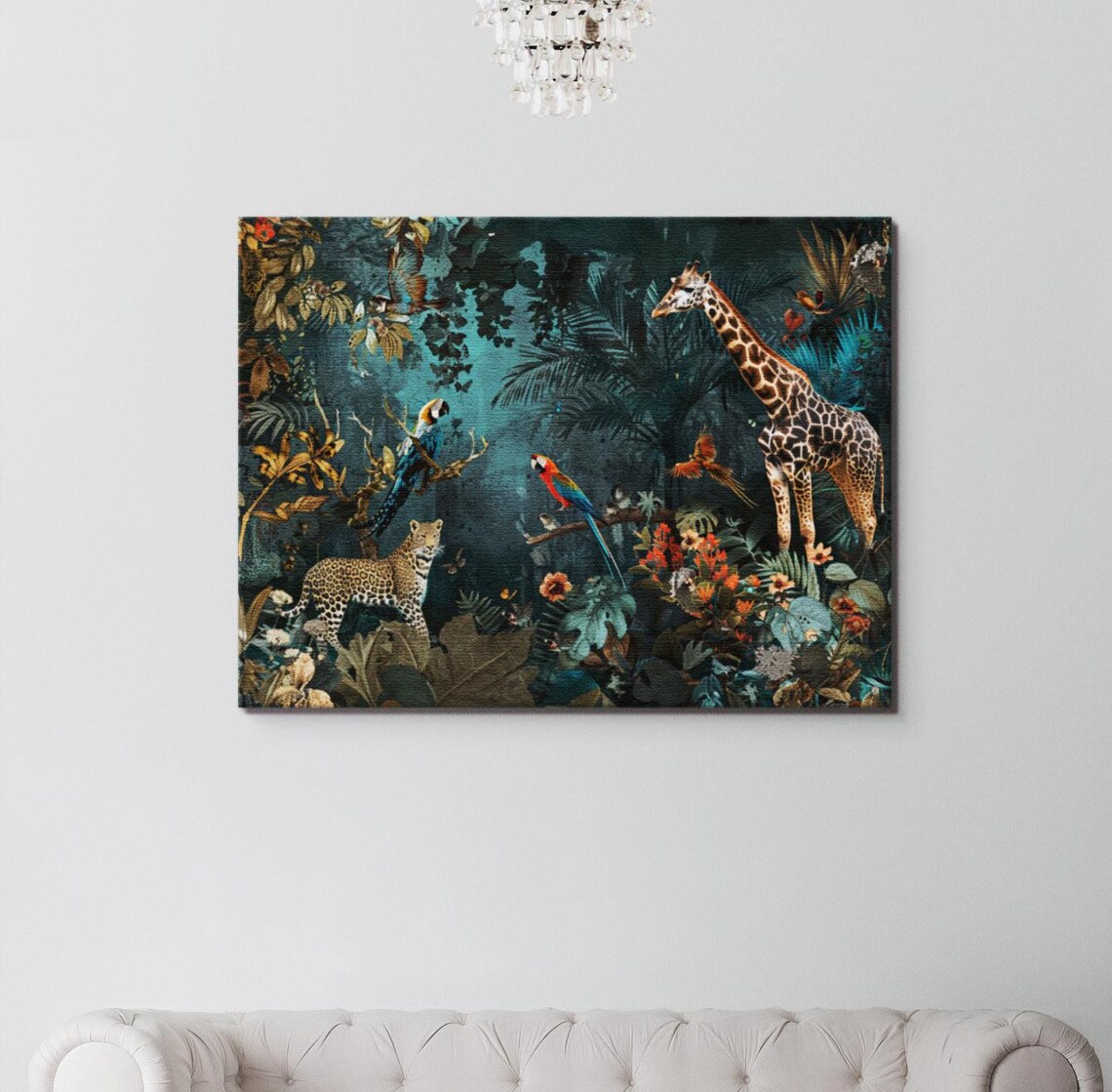 African Safari Animals Jungle Scene Art Print