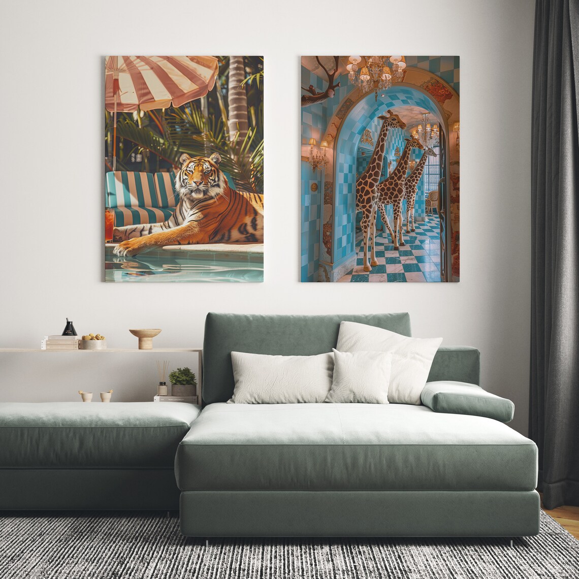 Tiger Pool Jungle Animal Decor, Housewarming Gift - Image 2