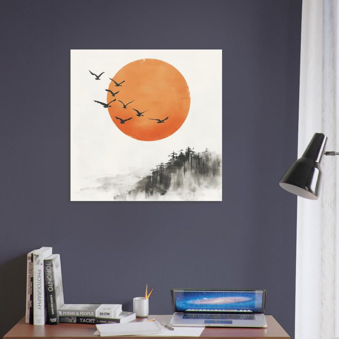 Hokusai Japanese Landscape Art Print, Square Red Sun - Image 2