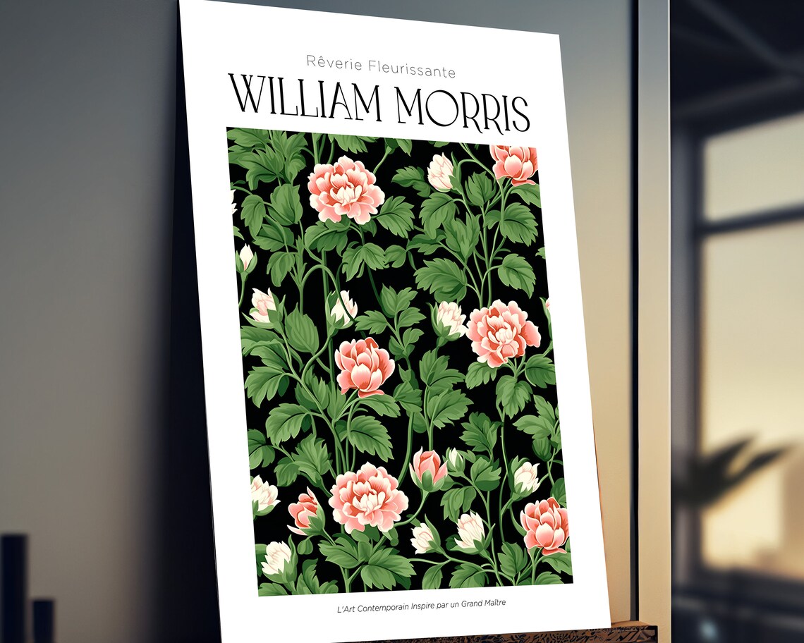 William Morris Carnation Flower Poster, Floral Decor