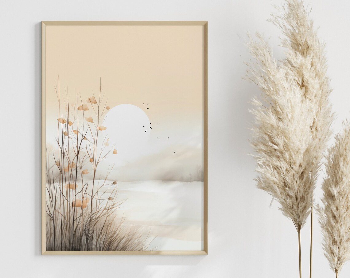 Boho Sunrise At The Lake Watercolor Art Print