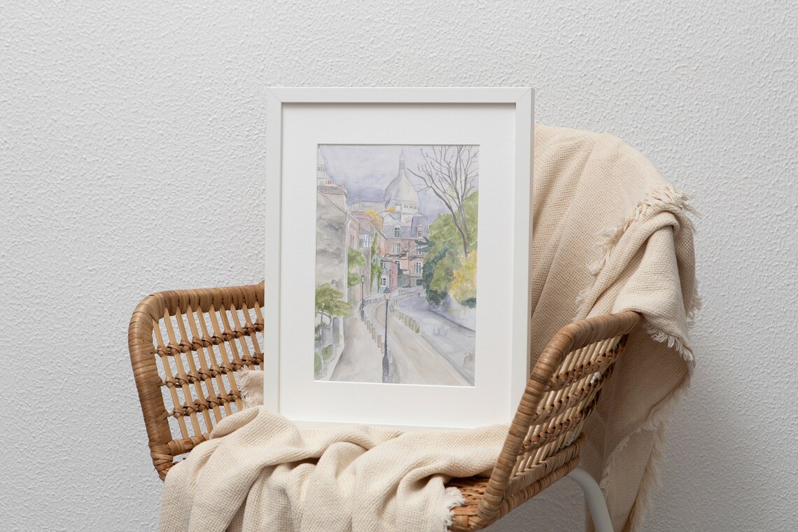 Paris Montmartre Art Print Paris Travel Print Parisian Wall Decor Sacre Coeur Art French Street Scene Gift For Traveler - Image 2