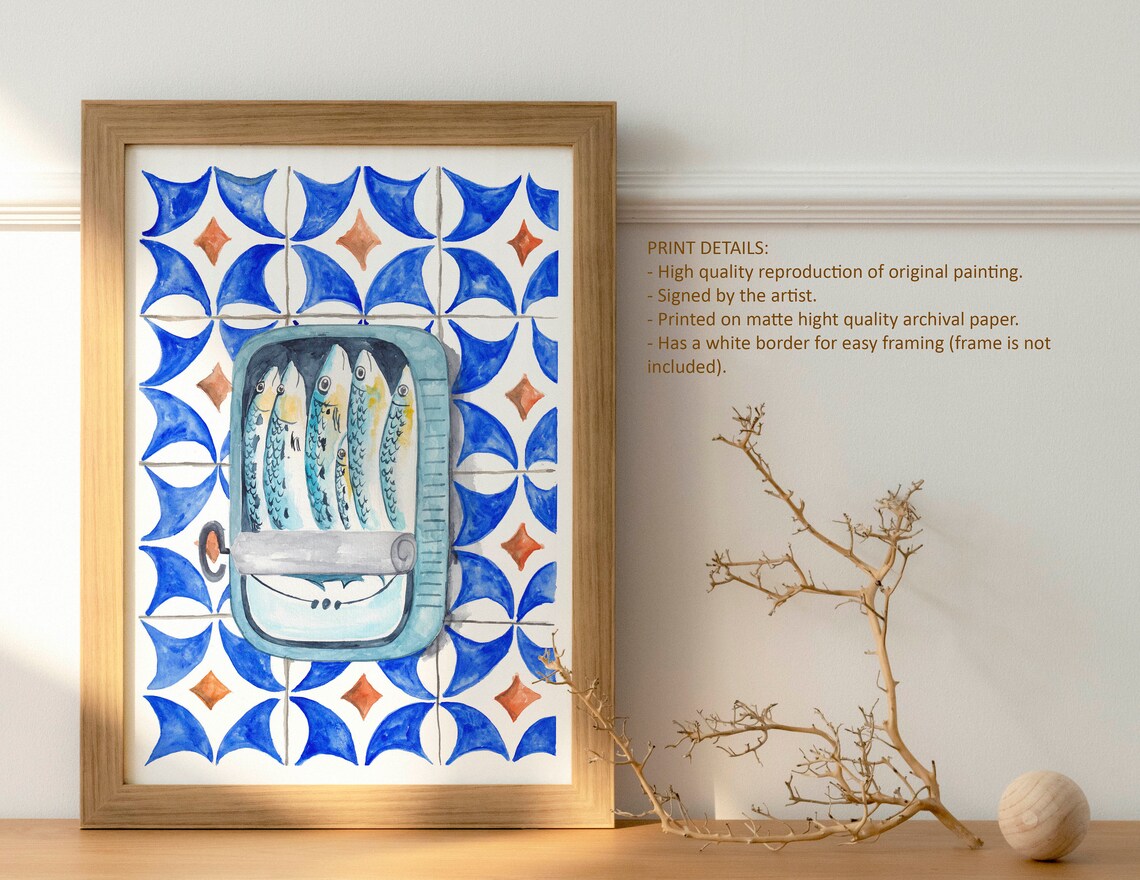 Sardines Portuguese Tile Art, Vintage Kitchen Poster - Image 4