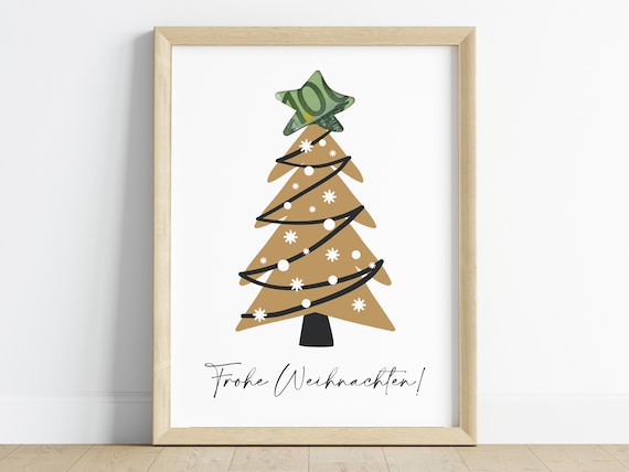 Frohe Weihnachten Christmas Tree Cash Money Gift Card Poster