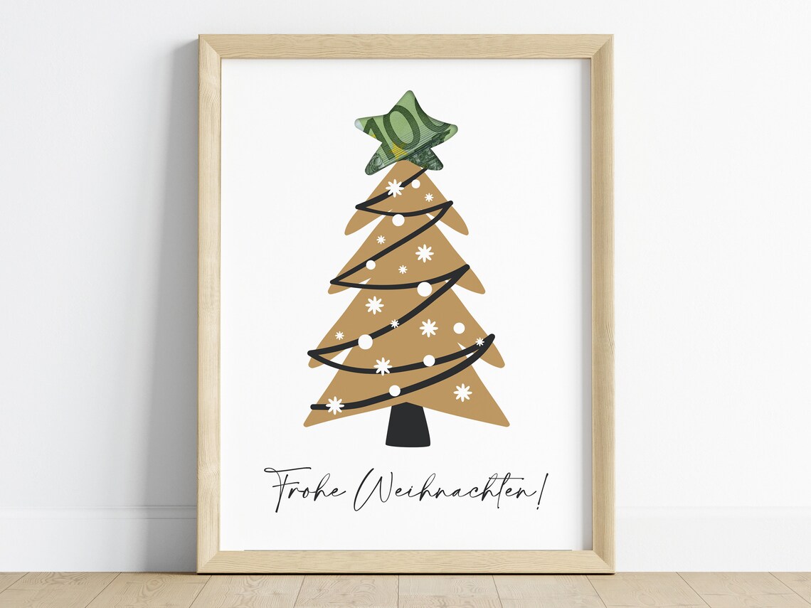 Frohe Weihnachten Christmas Tree Cash Money Gift Card Poster