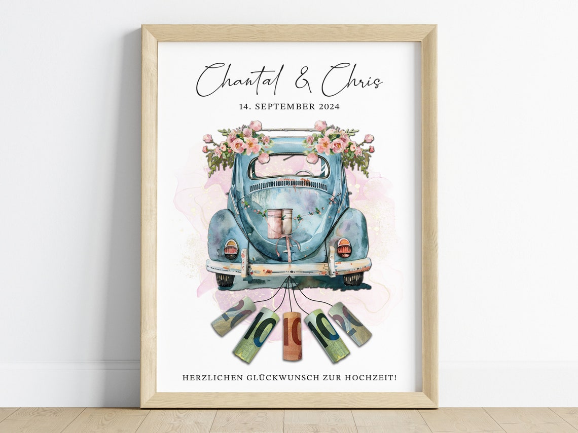 Money Gift With A Car For The Wedding Bride And Groom Gift Wedding Car Gift Pdf Personalized Gift Money Gift