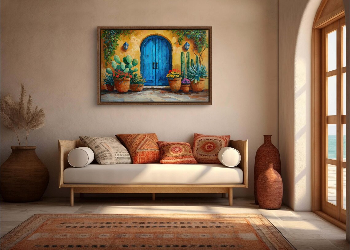 Southwest Cactus and Blue Door Art Print - Image 3