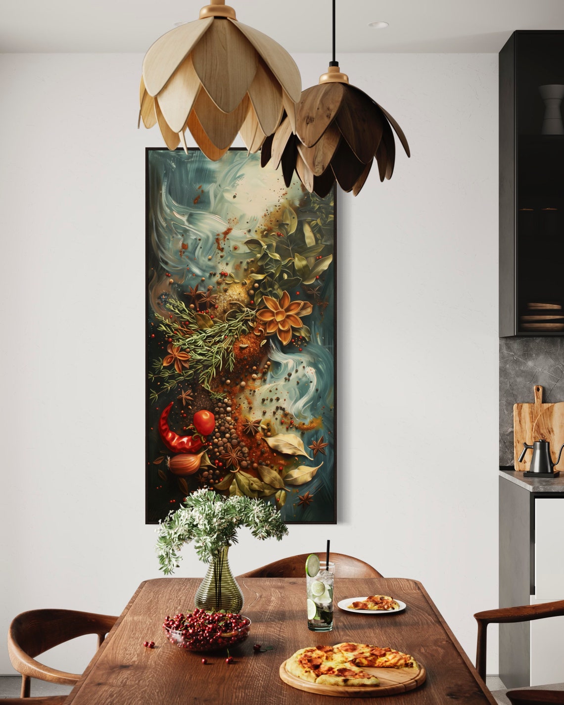 Tall Vertical Spices And Herbs Illustration Star Anise Kitchen Print - Image 3