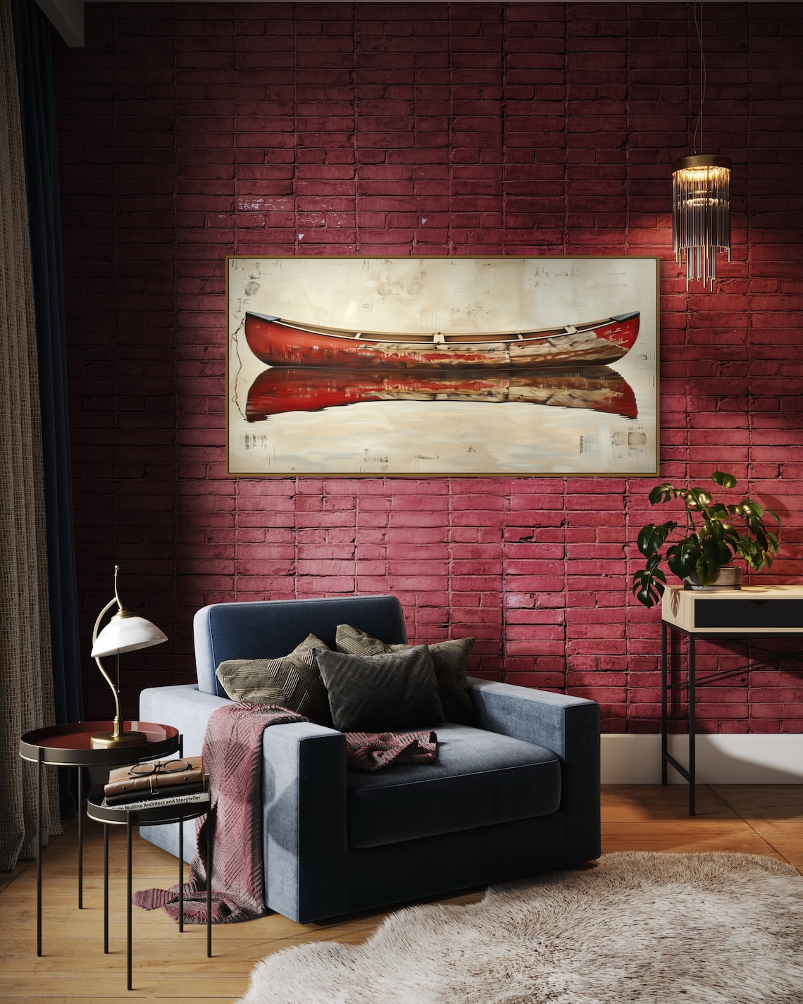Vintage Canoe Art Rustic Nautical Lake House Print - Image 4