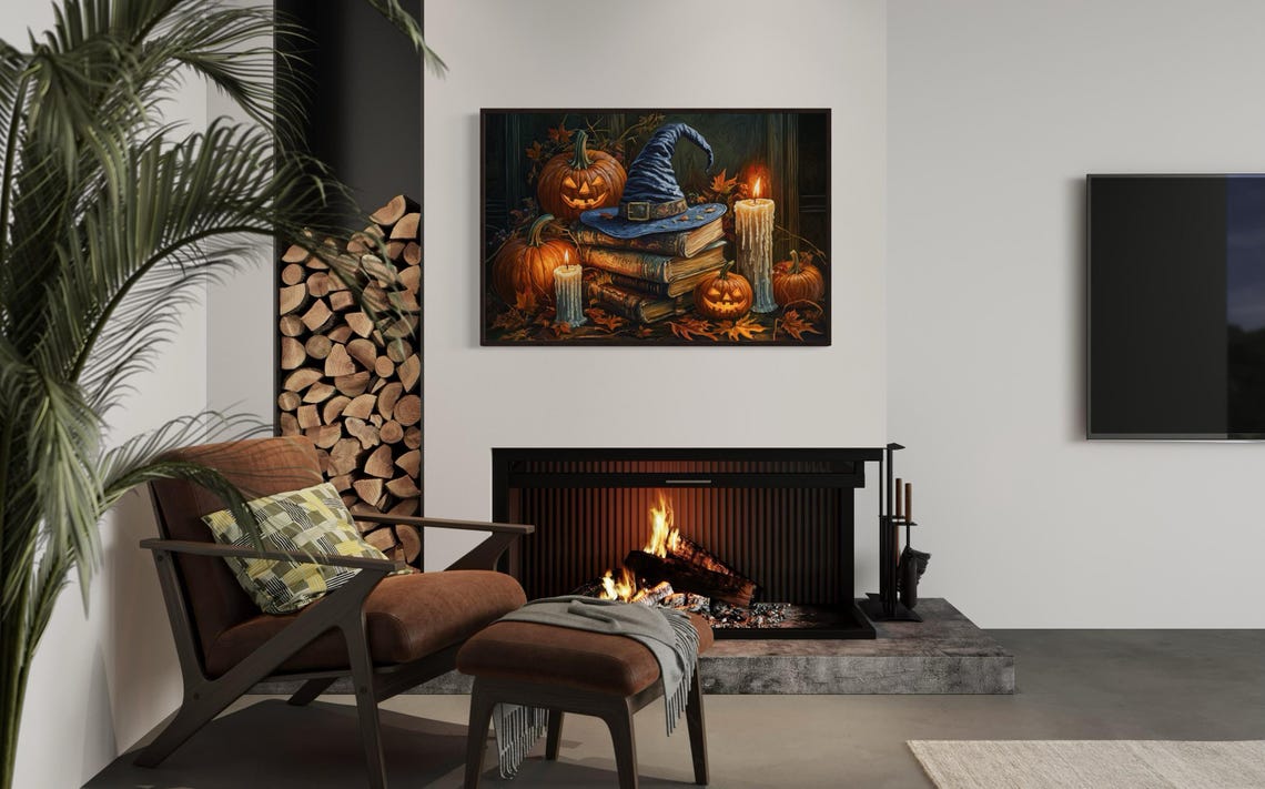 Witch Hat Jack O Lantern Halloween Candles Spooky Autumn Magic Poster - Image 2