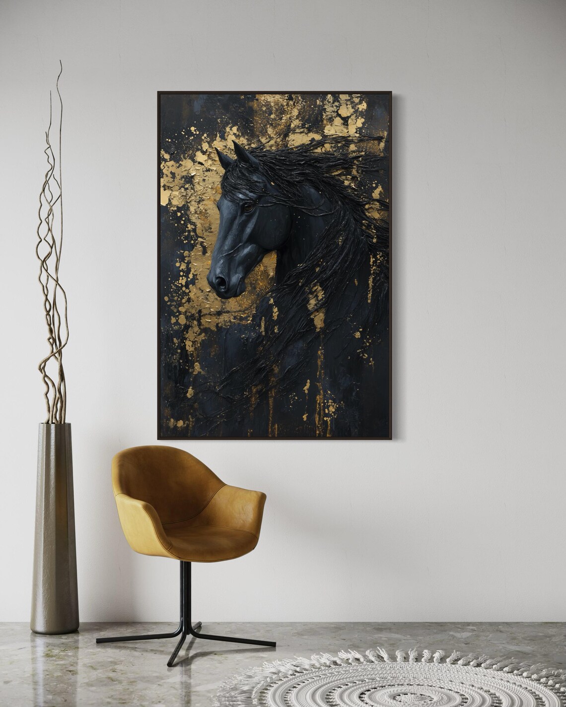 Moody Black Horse Portrait, Vintage Art Print - Image 4