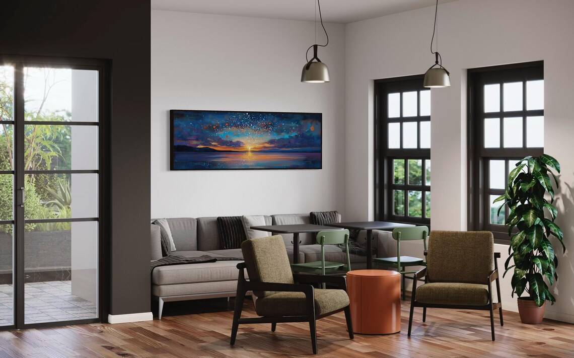 Ocean Sunset Starry Sky Coastal Wall Art Print - Image 3