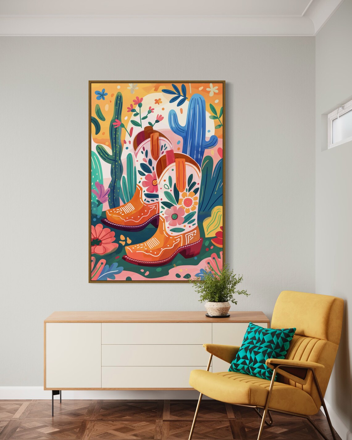 Colorful Cowboy Boots Print Southwestern Art For Home Decor Mexican Painting Poster Perfect Cowgirl Boots Decor And Coquette Room Accent - Image 5