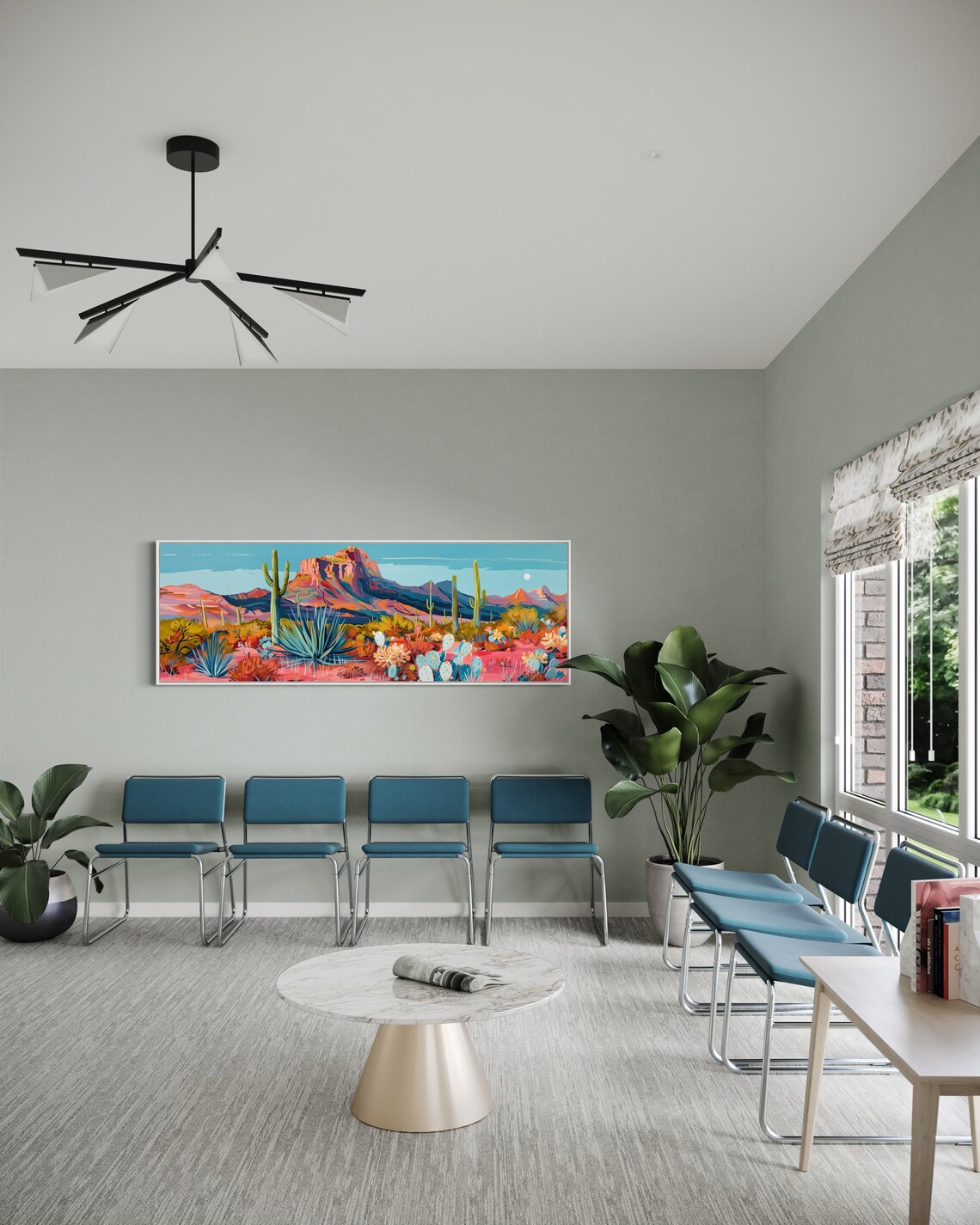 Sonoran Desert Cactus Art Print, Southwest Panorama - Image 4