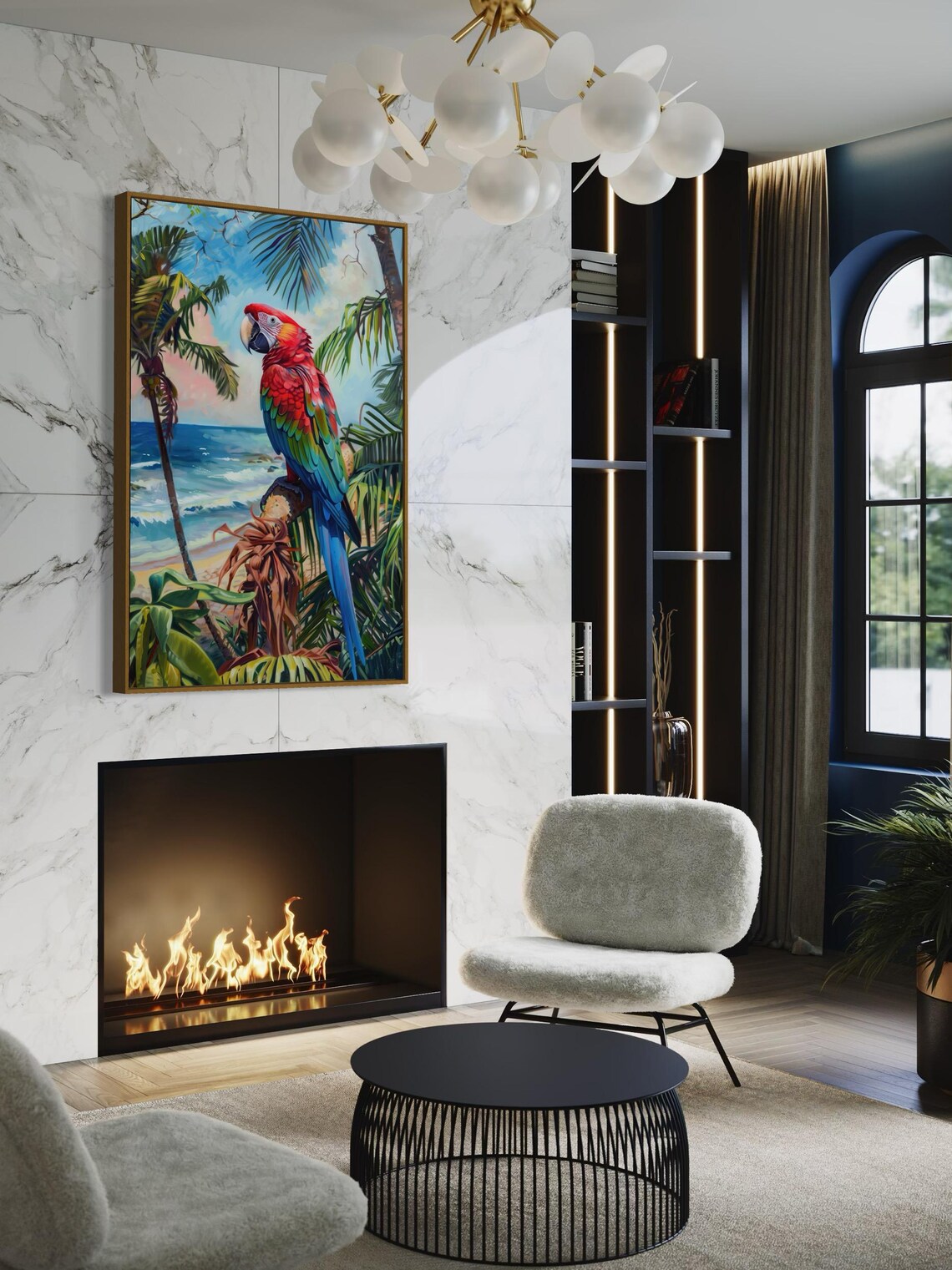 Parrot and Palm Tree Beachy Room Decor Art Print - Image 3