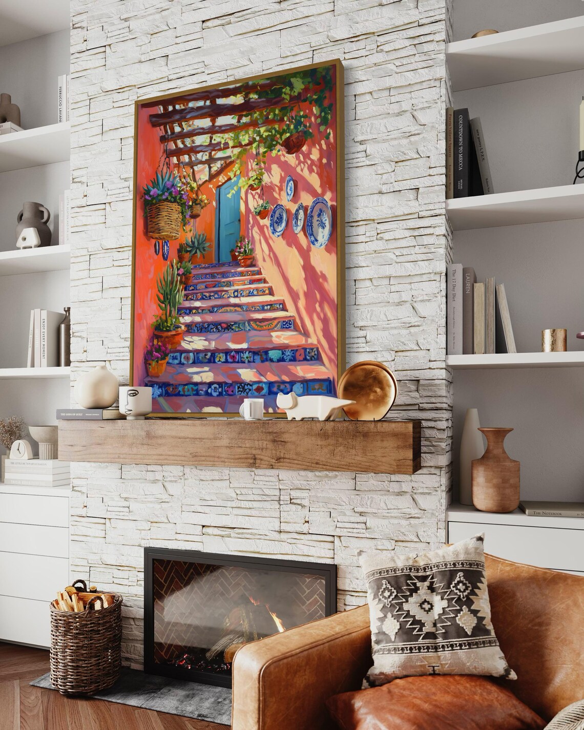 Mexican Courtyard Boho Patio Wall Art Print - Image 5