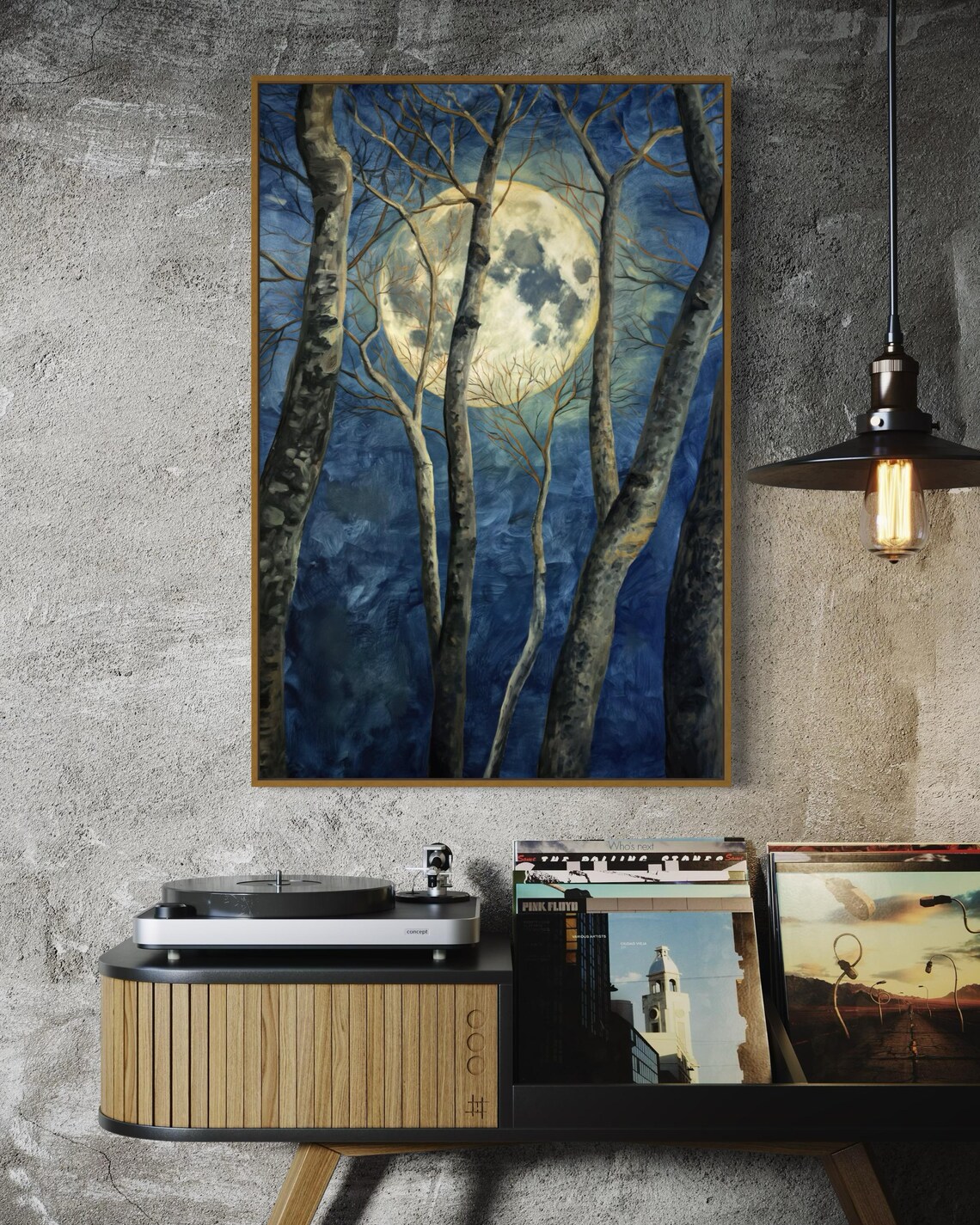 Full Moon in Dark Forest, Gothic Moonlight Art Print - Image 4