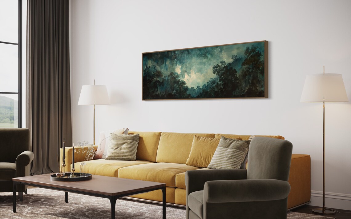 Starry Night Forest, Mystical Panoramic Art Print - Image 3