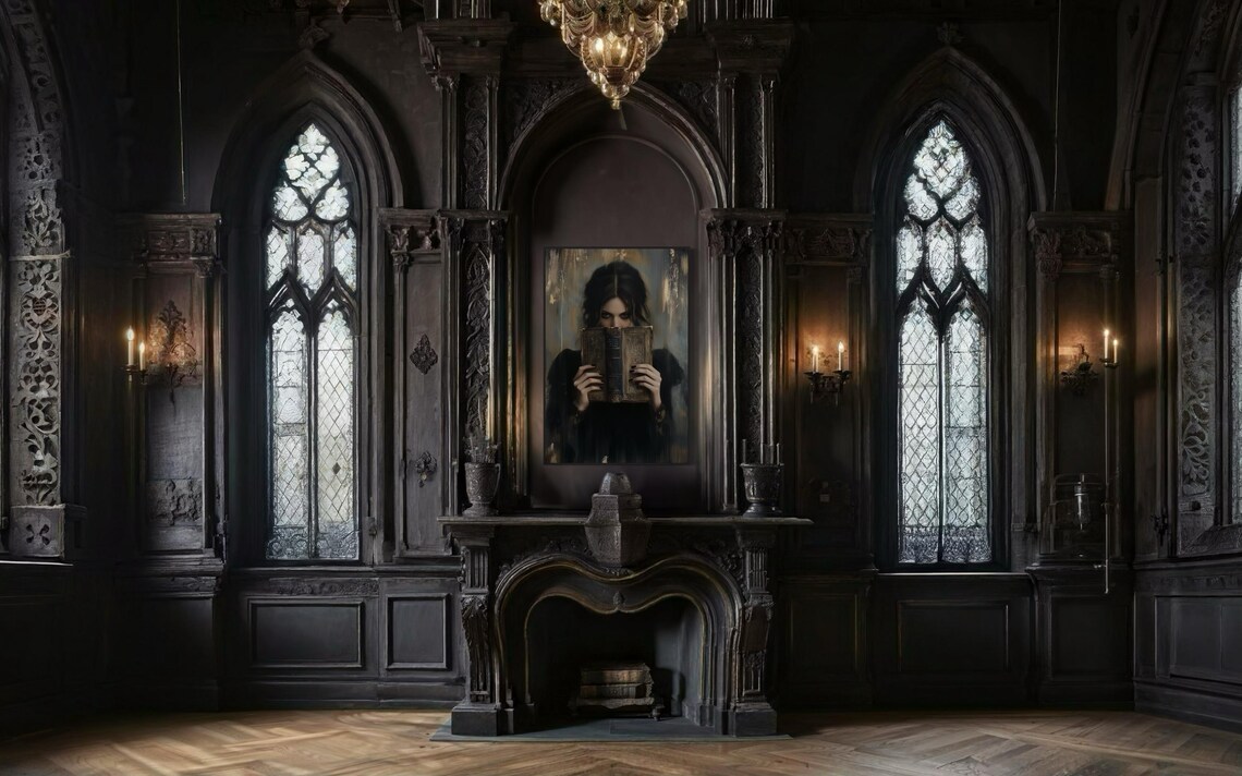 Mysterious Woman With Book, Gothic Portrait Art Print - Image 3