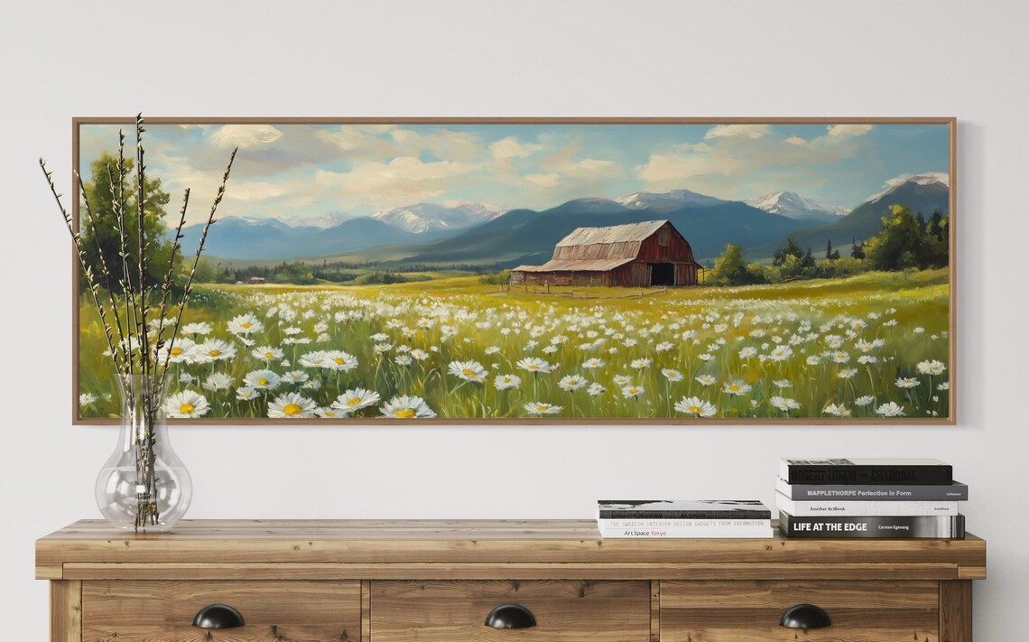 Rustic Red Barn Countryside Art Print, Farmhouse - Image 3