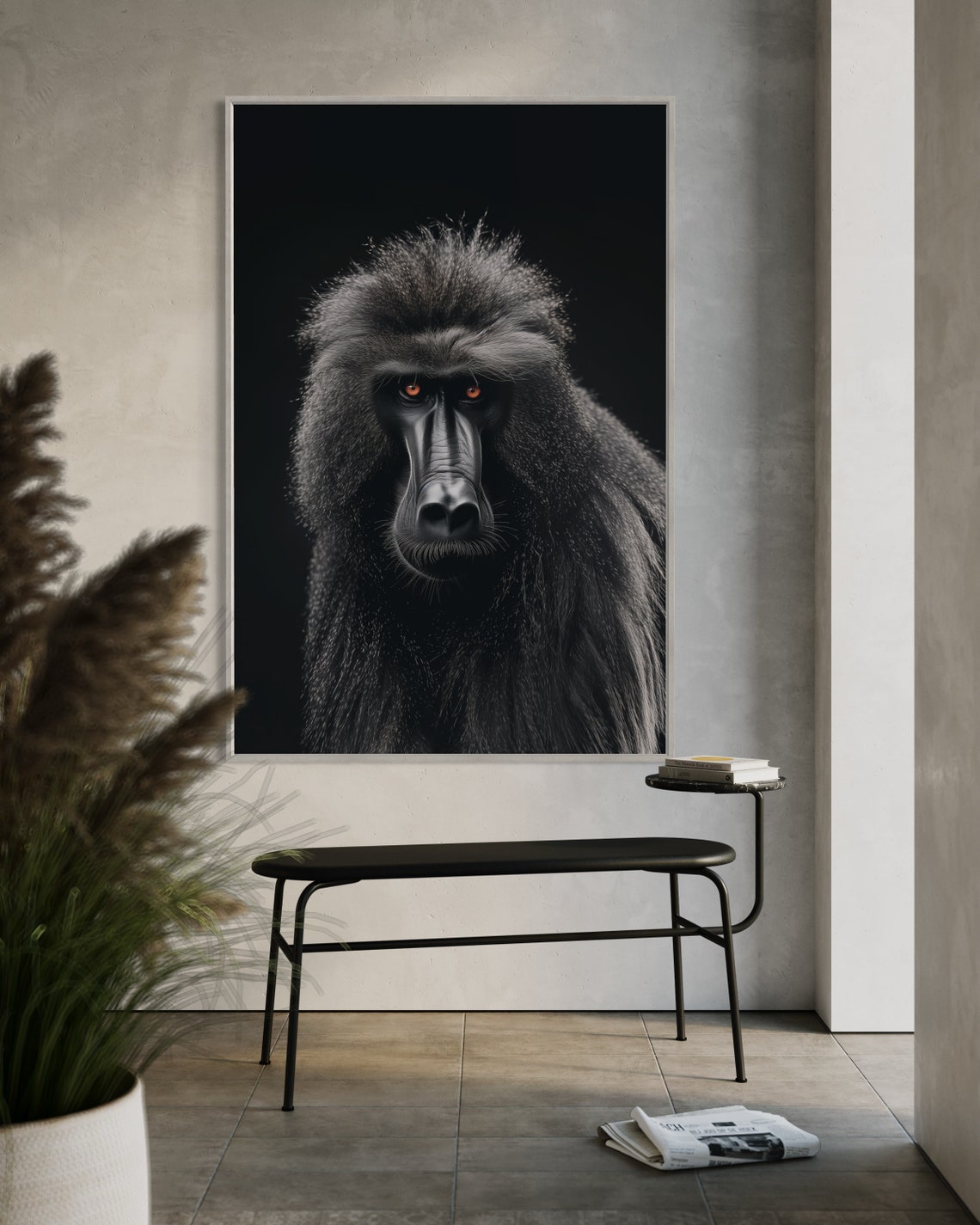 Intense Baboon Portrait Striking Wildlife Photography Art Poster - Image 2