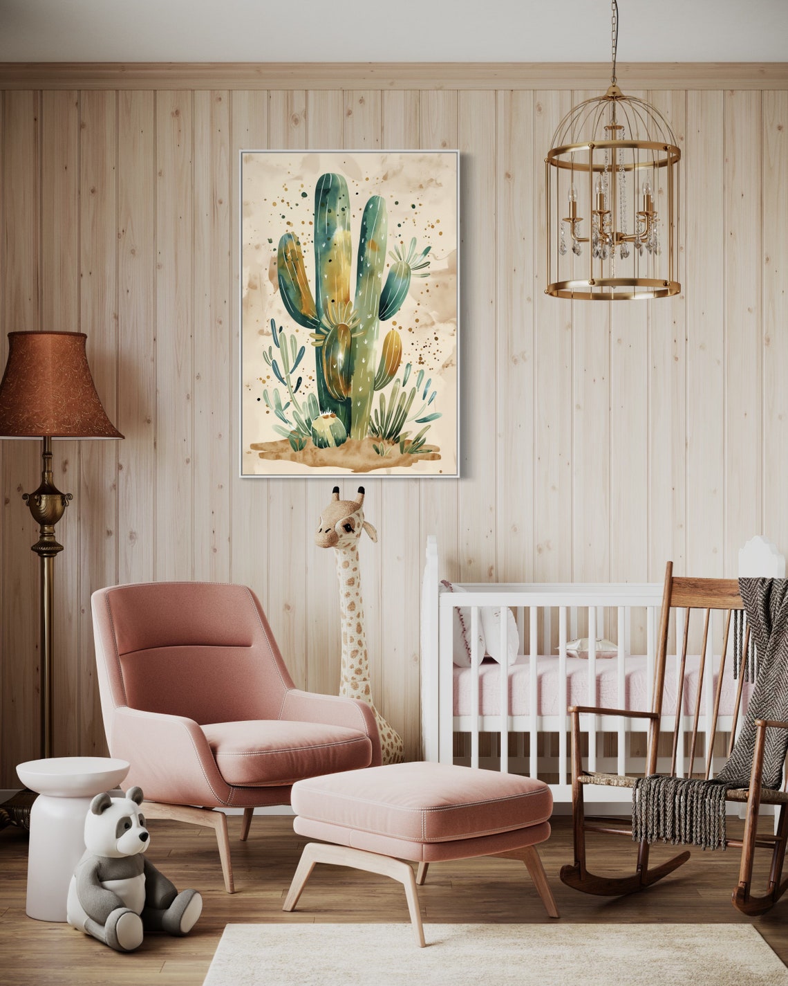Sage Green Watercolor Saguaro Cactus Minimalist Botanical Print - Image 2
