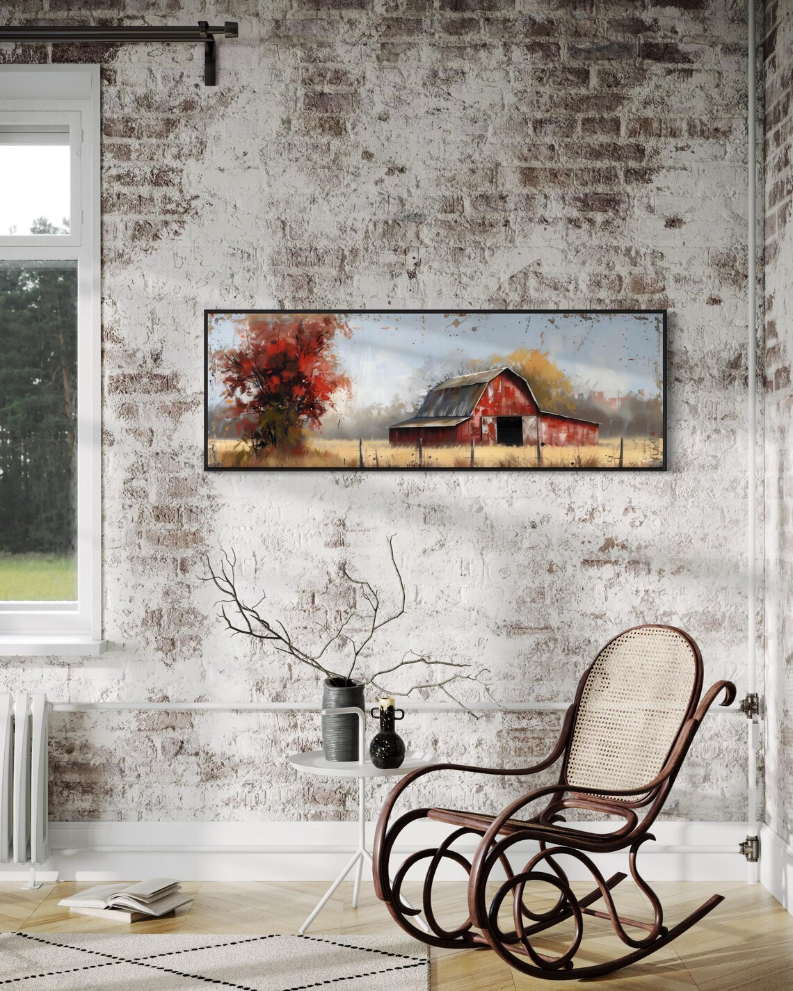 Moody Red Barn Panorama, Rustic Farm Art Print - Image 5
