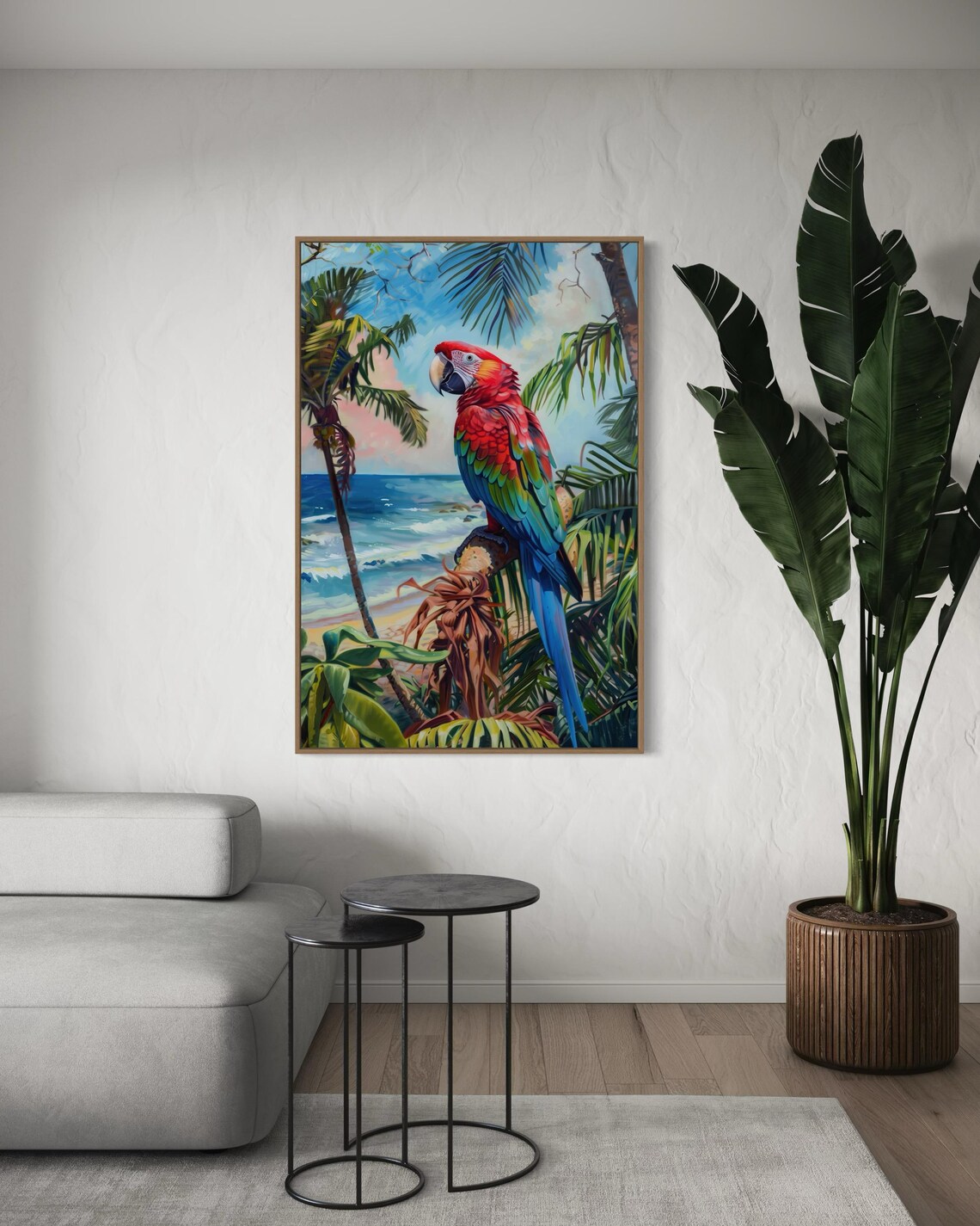 Parrot and Palm Tree Beachy Room Decor Art Print - Image 2