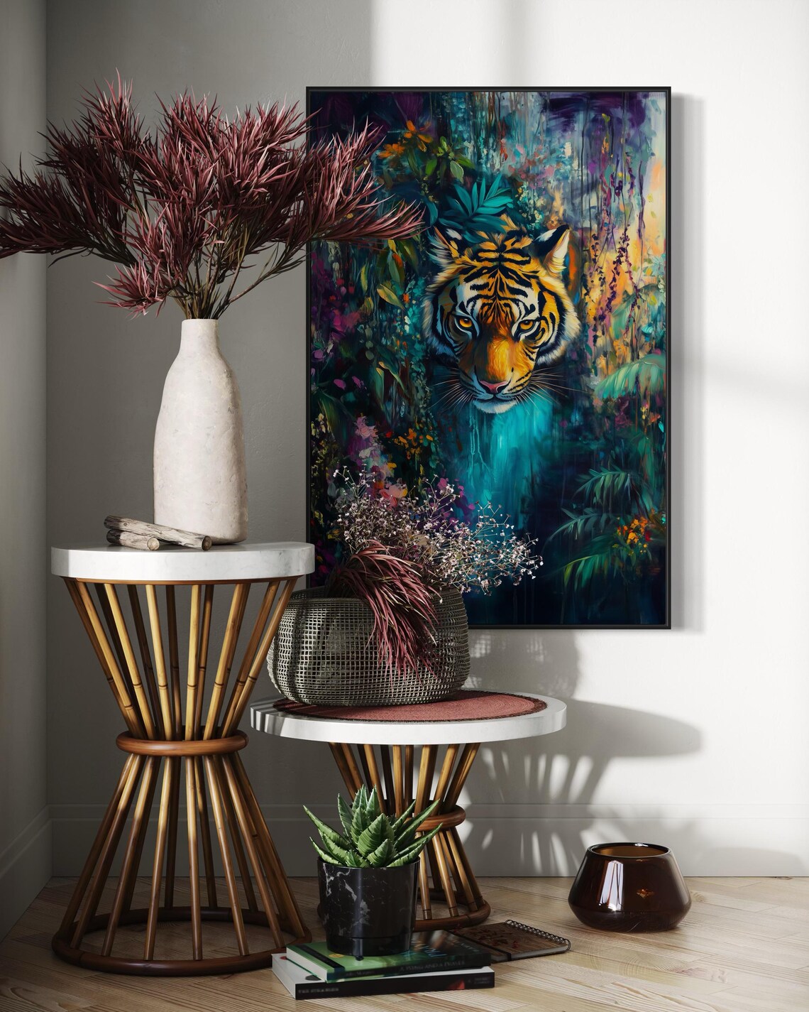 Vibrant Tiger Jungle Foliage Bold Exotic Wildlife Mystical Feline Wall Poster - Image 3