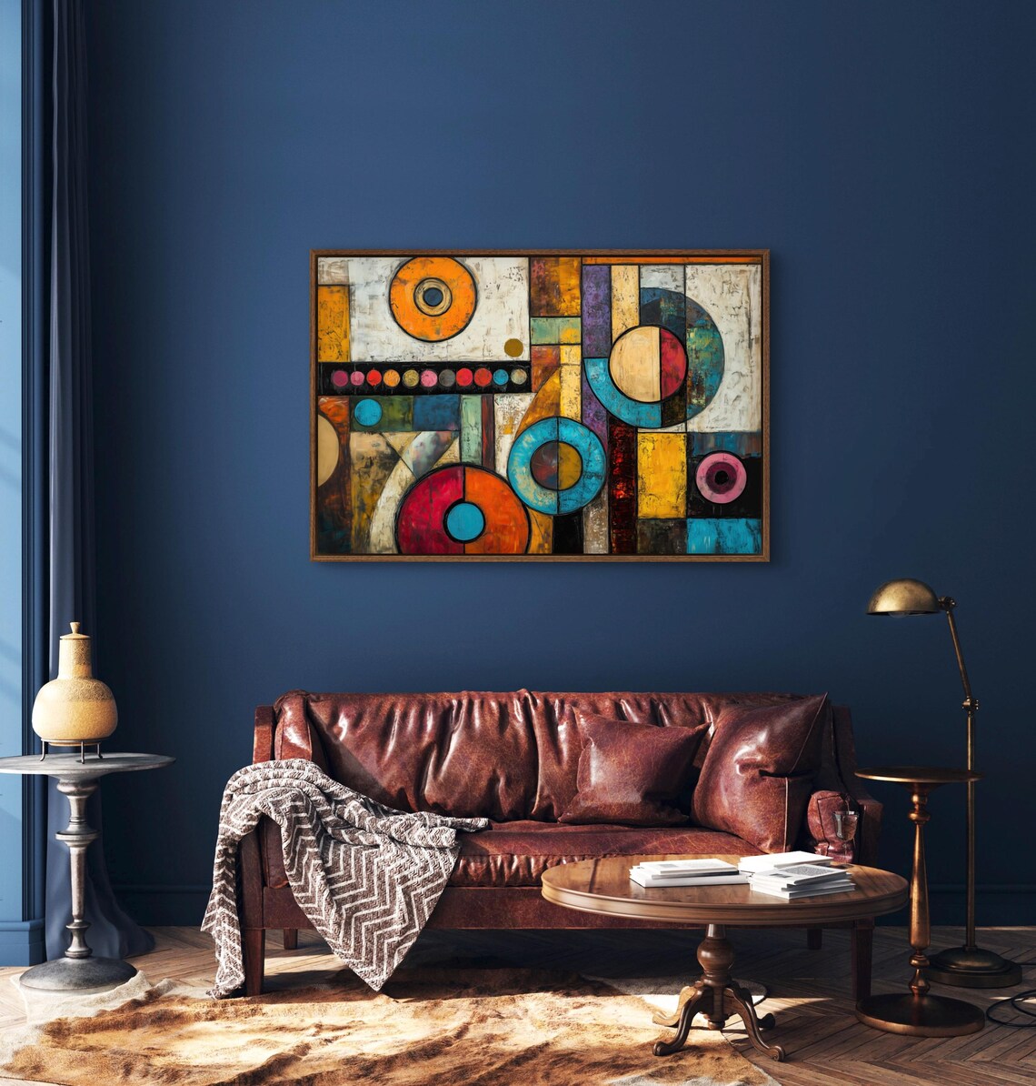 Colorful Abstract Geometric Circles Modernist Art Vibrant Wall Print - Image 3