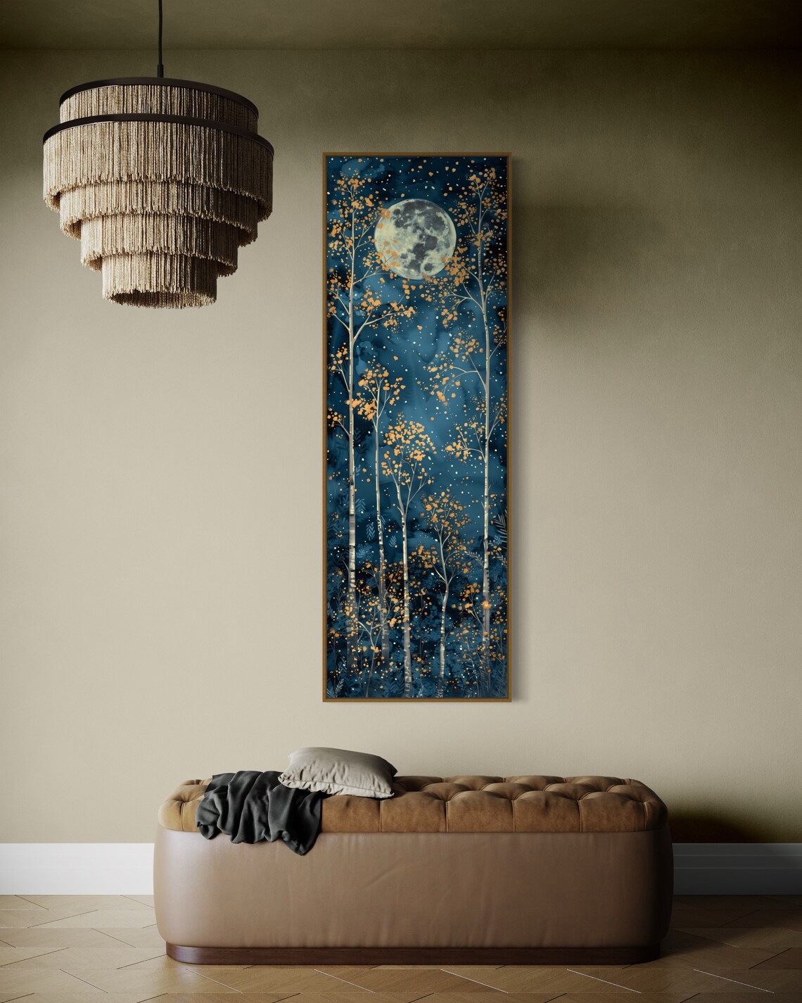 Moody Starry Night Birch Trees, Celestial Art Print - Image 2