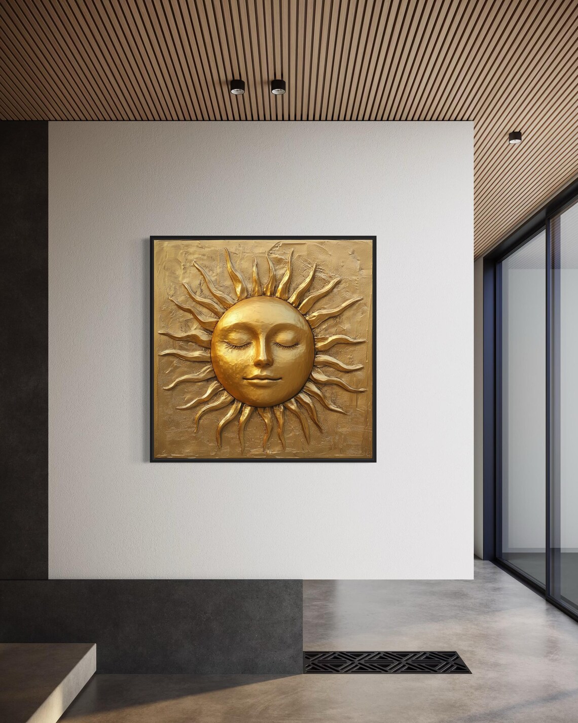 Golden Sun Face Celestial Boho Art Print - Image 2